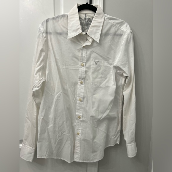 American Eagle Outfitters White Button Down Dress Shirt Size Medium - Picture 1 of 11